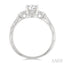 Round Shape Past Present & Future Semi-Mount Diamond Engagement Ring