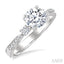 Round Shape Past Present & Future Semi-Mount Diamond Engagement Ring