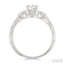 Round Shape Past Present & Future Semi-Mount Diamond Engagement Ring
