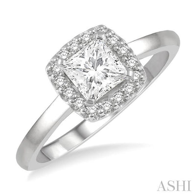 Princess Shape Halo Diamond Engagement Ring