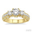 Round Shape Past Present & Future Semi-Mount Diamond Engagement Ring