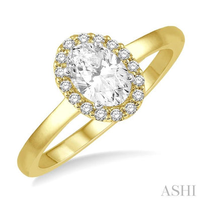 Oval Shape Semi-Mount Halo Diamond Engagement Ring