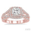 Princess Shape Semi-Mount Halo Diamond Engagement Ring
