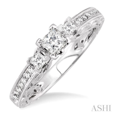 Princess Shape Past Present & Future Diamond Engagement Ring