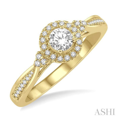 Round Shape Halo Diamond Engagement Ring