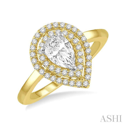 Pear Shape Halo Diamond Engagement Ring