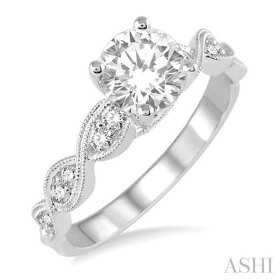 Round Shape Semi-Mount Diamond Engagement Ring