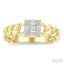 Princess Shape Curb & Cuban Fusion Diamond Fashion Ring