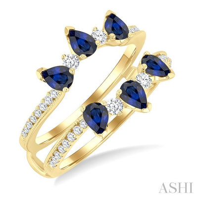 Pear Shape Gemstone & Diamond Insert Ring
