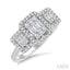 Emerald Shape Past Present & Future Halo Fusion Diamond Engagement Ring