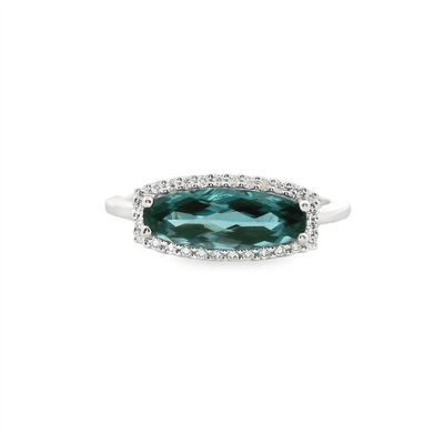 London Blue Topaz & Diamond Halo Fashion Ring