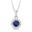 Sapphire & Diamond Halo Pendant