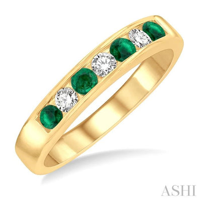 Channel Set Alternate Gemstone & Diamond Wedding Band
