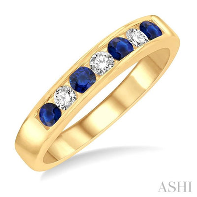 Channel Set Alternate Gemstone & Diamond Wedding Band