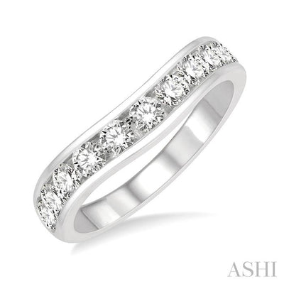 Channel Set Curved Diamond Wedding Band