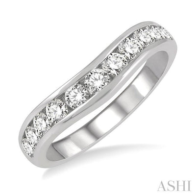 Channel Set Curved Diamond Wedding Band
