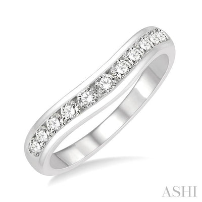 Channel Set Curved Diamond Wedding Band