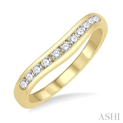 Channel Set Curved Diamond Wedding Band