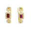 Ruby & Diamond Lever Back Hoop Earrings