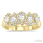 Pear Shape 5 Stone Halo Half Eternity Diamond Wedding Band