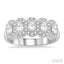 Oval Shape 5 Stone Halo Half Eternity Diamond Wedding Band