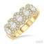 Oval Shape 5 Stone Halo Half Eternity Diamond Wedding Band