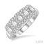 Emerald Shape 5 Stone Halo Half Eternity Diamond Wedding Band