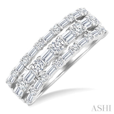 Three Row Baguette Diamond Fashion Band