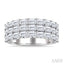 Bold Emerald Shape 3 Row Diamond Band