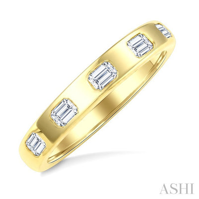 5 Stone Emerald Shape Bezel Set Diamond Band
