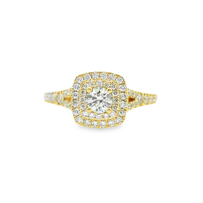 Cushion Diamond Double Halo Engagement Ring