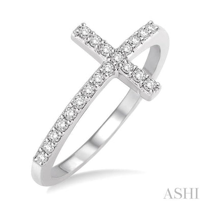 Sideway Cross Diamond Fashion Ring