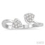 Twin Heart Shape Diamond Fashion Open Ring