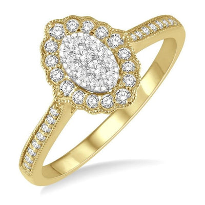 Oval Shape Lovebright Diamond Halo Engagement Ring