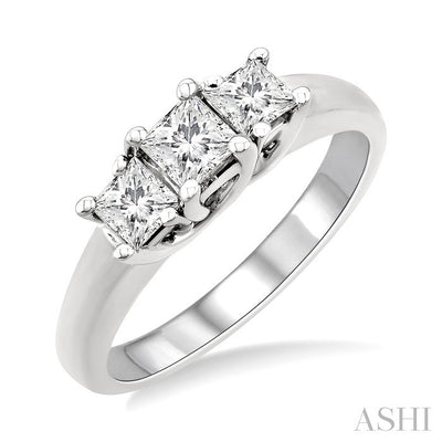 Princess Shape Past Present & Future Diamond Engagement Ring