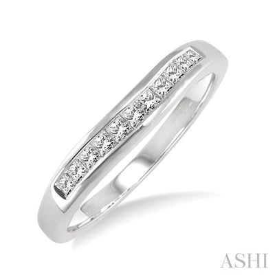 Channel Set Curved Diamond Wedding Band