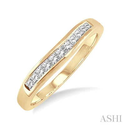 Channel Set Curved Diamond Wedding Band