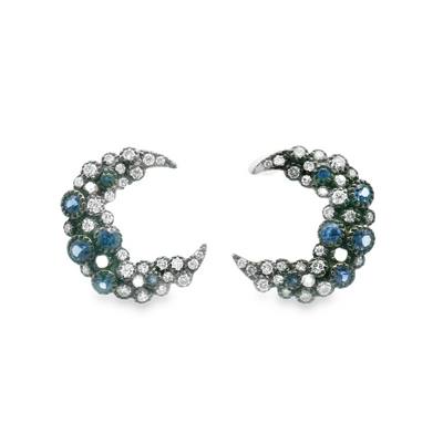 Sapphire & Diamond Moon Earrings