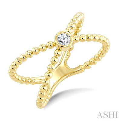 Bead X-Wrap Bezel Diamond Fashion Ring
