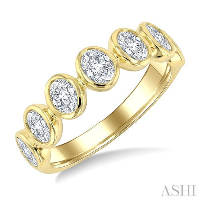 7 Stone Oval Shape Bezel Set Diamond Band
