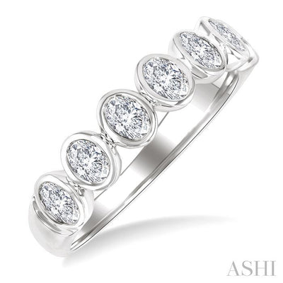 7 Stone Oval Shape Bezel Set Diamond Band