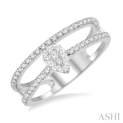 Double Row Pear Shape Lovebright Diamond Fashion Ring