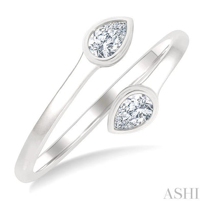 Pear Shape Bezel Coil Diamond Fashion Ring