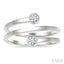 Round Shape Bezel Double Coil Diamond Fashion Ring