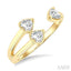 Triple Heart Diamond Fashion Open Ring
