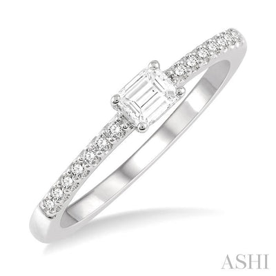 Stackable Emerald Shape East-West Diamond Ring