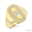 Emerald Shape Bezel Set Diamond Signet Ring