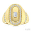 Emerald Shape Bezel Set Diamond Signet Ring