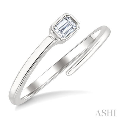 Emerald Shape Bezel Bypass Diamond Fashion Ring