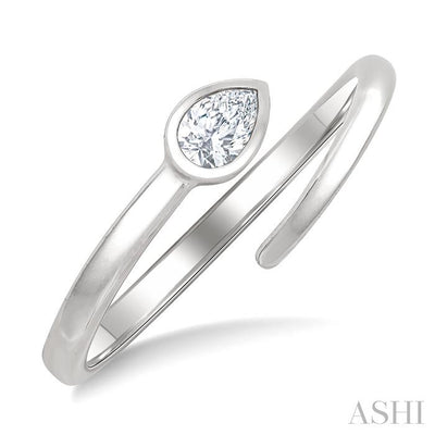 Pear Shape Bezel Bypass Diamond Fashion Ring